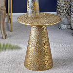 Журнальный столик с конусообразной основой и текстурной поверхностью золотого цвет Ethnic Metal варинант исполнения - 3 | Loft Concept в Екатеринбурге
