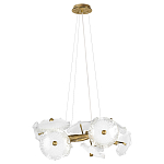 Люстра подвесная круглая с ветвистыми бронзовыми элементами и стеклянными рифлеными дисками Textured Glass Chandelier варинант исполнения - 1 | Loft Concept в Екатеринбурге