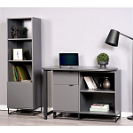 Стеллаж книжный цвета графит с 3-мя открытыми полками и дверкой Strict Lines варинант исполнения - 4 | Loft Concept в Екатеринбурге