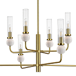 Люстра с 8-ю плафонами в форме стеклянных трубок и мраморных декоративных элементов Montreal варинант исполнения - 6 | Loft Concept в Екатеринбурге