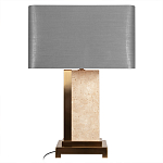 Настольная лампа с основанием из натурального камня c серым прямоугольным абажуром Lapis Tiburtinus варинант исполнения - 1 | Loft Concept в Екатеринбурге