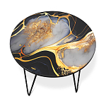 Стол журнальный с круглой столешницей из стекла Gold and Black Marble варинант исполнения - 2 | Loft Concept в Екатеринбурге