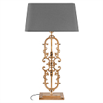 Настольная лампа на ажурном чугунном основании с тканевым серым абажуром Openwork Lamp варинант исполнения - 1 | Loft Concept в Екатеринбурге