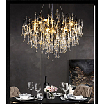 Люстра черная с прозрачными стеклянными подвесками в форме капель FAIRYTREE Light варинант исполнения - 4 | Loft Concept в Екатеринбурге