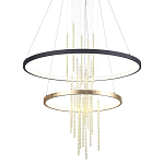 Люстра подвесная с 2-мя круглыми подвесами в черном и золотистом цвете и вертикальными подвесками Ring Horizontal варинант исполнения - 1 | Loft Concept в Екатеринбурге