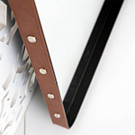 Зеркало прямоугольное в металлической раме с кожаной отделкой Loft in Reflection варинант исполнения - 3 | Loft Concept в Екатеринбурге