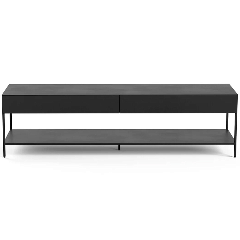 ТВ-тумба из металла с 2-мя ящиками Kelsey Metal TV Stand Черный в Екатеринбурге | Loft Concept 