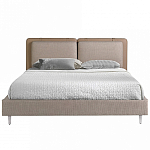 Кровать двуспальная серая с изголовьем из экокожи и ткани Modern Look варинант исполнения - 3 | Loft Concept в Екатеринбурге