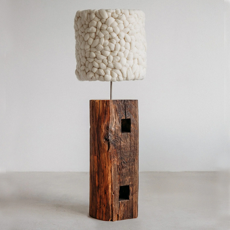 Торшер с вязаным абажуром Woolen Floor Lamp Белый Коричневый Торшер с вязаным абажуром Woolen Floor Lamp Белый Коричневый в Екатеринбурге | Loft Concept