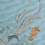 Обои с вышивкой ручной работы Amami Waves Moonbeam colourway on silk moire варинант исполнения - 3 | Loft Concept в Екатеринбурге