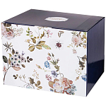 Чайный сервиз из фарфора темно-синий с рисунком цветов на 6 персон 14 предметов 300 мл Garden Whisper Porcelain Set  варинант исполнения - 4 | Loft Concept в Екатеринбурге