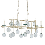 Люстра линейная с круглыми прозрачными подвесками  Horizontal Rectangular Chandelier варинант исполнения - 2 | Loft Concept в Екатеринбурге