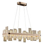 Люстра подвесная прямоугольная с рифлёными прозрачными элементами и золотым основанием Aurea Vista варинант исполнения - 1 | Loft Concept в Екатеринбурге