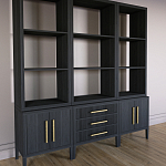 Модульный стеллаж Primo из трех составных элементов Черный дуб варинант исполнения - 3 | Loft Concept в Екатеринбурге