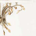 Люстра подвесная круглая с тканевым полупрозрачным абажуром и подвесками 6 ламп Gilded Elegance варинант исполнения - 6 | Loft Concept в Екатеринбурге