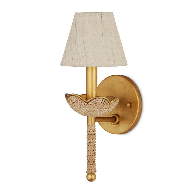 Бра из кованого железа с отделкой плетеной веревкой и сусальным золотом Parisian Style Золотой Бежевый в Екатеринбурге | Loft Concept 