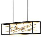 Люстра прямоугольная черного цвета с декором в виде ветвей в золотой отделке Hinkley варинант исполнения - 1 | Loft Concept в Екатеринбурге