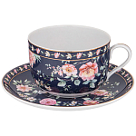 Чайный набор из фарфора синий на 6 персон 12 предметов Flower Porcelain Collection варинант исполнения - 1 | Loft Concept в Екатеринбурге