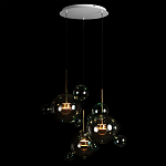 Люстра подвесная с прозрачными бирюзовыми стеклянными шарами и круглым основанием 3 лампы Giopato & Coombes варинант исполнения - 2 | Loft Concept в Екатеринбурге