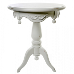 Стол приставной круглый белого цвета из массива бука с легкими потертостями White Provence варинант исполнения - 1 | Loft Concept в Екатеринбурге