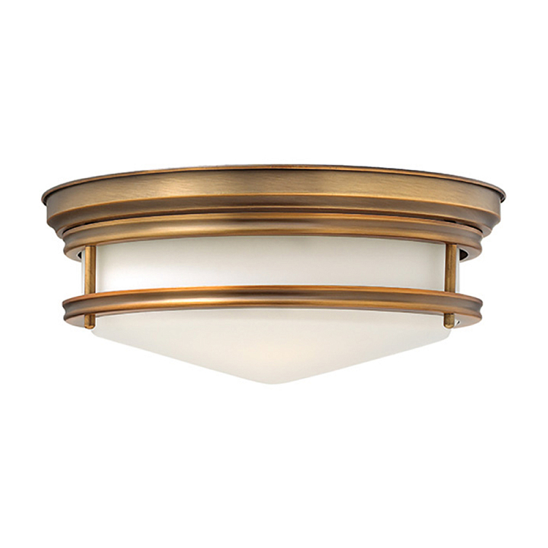 Потолочный светильник с белым матовым стеклянным плафоном в форме перевернутого конуса Hinkley Белый Бронза Хром в Екатеринбурге | Loft Concept 