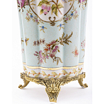 Ваза голубого цвета из фарфора с цветочным рисунком и бронзовой стрекозой Blue Garden варинант исполнения - 3 | Loft Concept в Екатеринбурге