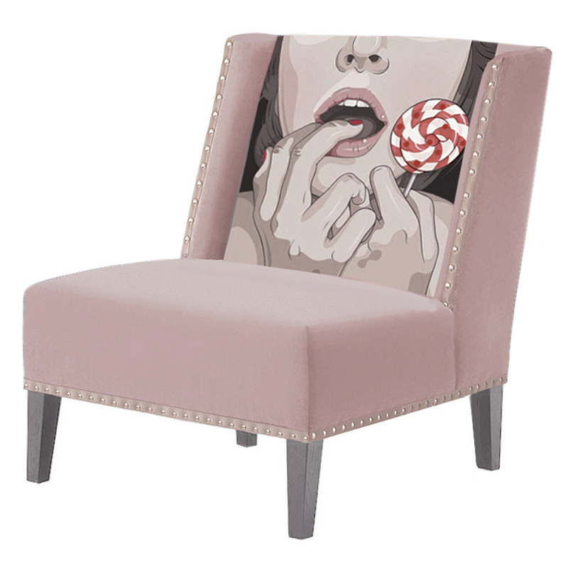 FUN Armchair Lollipop Pink Дизайнерское кресло с цветным принтом Розовый пастельный в Екатеринбурге | Loft Concept 