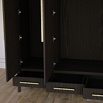 Большой Шкаф Primo Темный орех с 3 дверьми и 3 выдвижными ящиками варинант исполнения - 7 | Loft Concept в Екатеринбурге