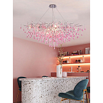 Люстра овальная с розовыми стеклянными подвесками в форме капель FAIRYTREE Light варинант исполнения - 3 | Loft Concept в Екатеринбурге