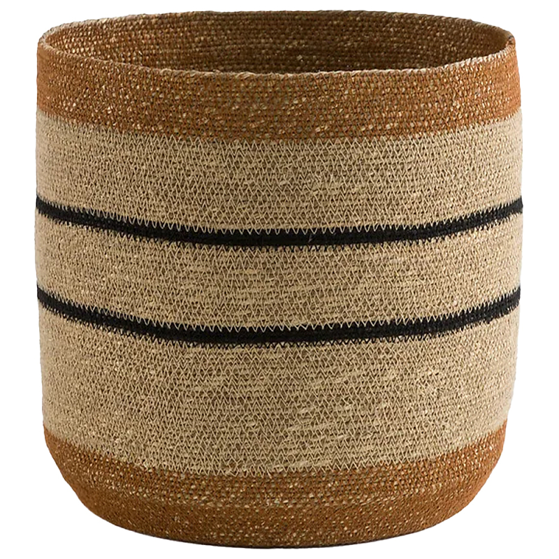 Плетеная корзина в полоску Okiro Wicker Basket Коричневый Бежевый Черный Плетеная корзина в полоску Okiro Wicker Basket Коричневый Бежевый Черный в Екатеринбурге | Loft Concept