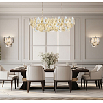 Люстра овальная с многослойными белыми и прозрачными подвесками Character Chandelier варинант исполнения - 6 | Loft Concept в Екатеринбурге