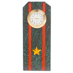 Часы погон ВС подарочные настольные из натурального камня Змеевик Military Clock варинант исполнения - 7 | Loft Concept в Екатеринбурге