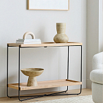 Консоль деревянной столешницей и полкой Wooden Table Top and Shelf варинант исполнения - 6 | Loft Concept в Екатеринбурге