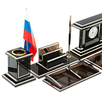 Настольный письменный набор с часами из природного камня обсидиана Team leader варинант исполнения - 3 | Loft Concept в Екатеринбурге