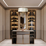 Люстра подвесная круглая с тканевым полупрозрачным абажуром и подвесками 4 лампы Gilded Elegance варинант исполнения - 8 | Loft Concept в Екатеринбурге