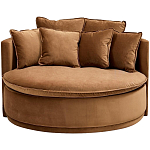 Кушетка круглая с обивкой из велюра коричневая Milky Brown Chair варинант исполнения - 2 | Loft Concept в Екатеринбурге