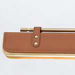 Подвесной светильник линейный латунного цвета в кожаном коричневом чехле и декоративными ремешками Alora варинант исполнения - 4 | Loft Concept в Екатеринбурге