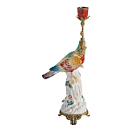 Подсвечник с попугаем из фарфора с бронзовыми элементами Eden Garden варинант исполнения - 3 | Loft Concept в Екатеринбурге