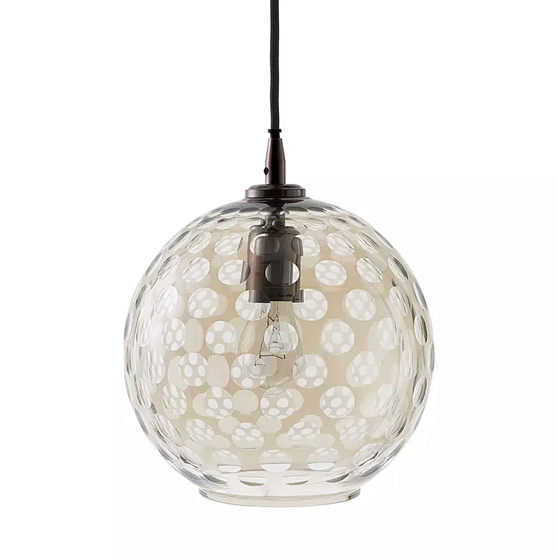 Подвесной светильник с плафоном в форме шара из стекла с рельефным узором Glass Pattern Lamp Коричневый в Екатеринбурге | Loft Concept 