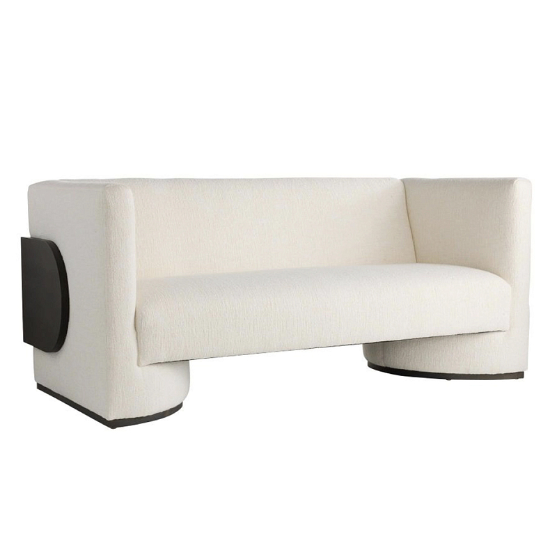 Дизайнерский Двухместный диван Florida Sofa  с элегантным деревянным декором  Белый Черный в Екатеринбурге | Loft Concept 