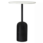 Кофейный столик с белой мраморной столешницей на черном основании Tall Coffee Black and White Table варинант исполнения - 3 | Loft Concept в Екатеринбурге