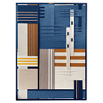 Панно из шнура Синяя геометрическая абстракция wall panel line Blue варинант исполнения - 4 | Loft Concept в Екатеринбурге