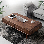 Кофейный стол из массива дерева с выдвижными ящиками Coffee Walnut Table варинант исполнения - 1 | Loft Concept в Екатеринбурге