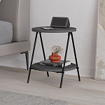 Стол приставной с 2-мя круглыми столешницами цвета антрацит ESSEL SIDE TABLE ANTHRACITE варинант исполнения - 3 | Loft Concept в Екатеринбурге