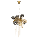 Люстра подвесная со стеклянными плафонами из дымчатого и золотистого с шестью вертикальными подвесками Gilded Mirage  варинант исполнения - 2 | Loft Concept в Екатеринбурге