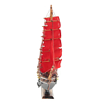 Декоративная модель деревянного парусника с красными парусами в подарочной упаковке With The low варинант исполнения - 2 | Loft Concept в Екатеринбурге