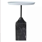 Кофейный столик с круглой столешницей и мраморным основанием Steel Reliability варинант исполнения - 1 | Loft Concept в Екатеринбурге