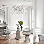 Люстра подвесная с прозрачными стеклянными подвесками в форме капель Диаметр 100 см Droplet Chandelier варинант исполнения - 21 | Loft Concept в Екатеринбурге