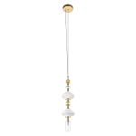 Подвесной светильник с белыми фигурными стеклянными элементами и бронзовыми вставками Высота 100 см Gabriel Scott Luna варинант исполнения - 4 | Loft Concept в Екатеринбурге