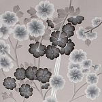 Обои ручная роспись Anemones in Light Dusk colourway on Lilac Hint slub silk варинант исполнения - 2 | Loft Concept в Екатеринбурге